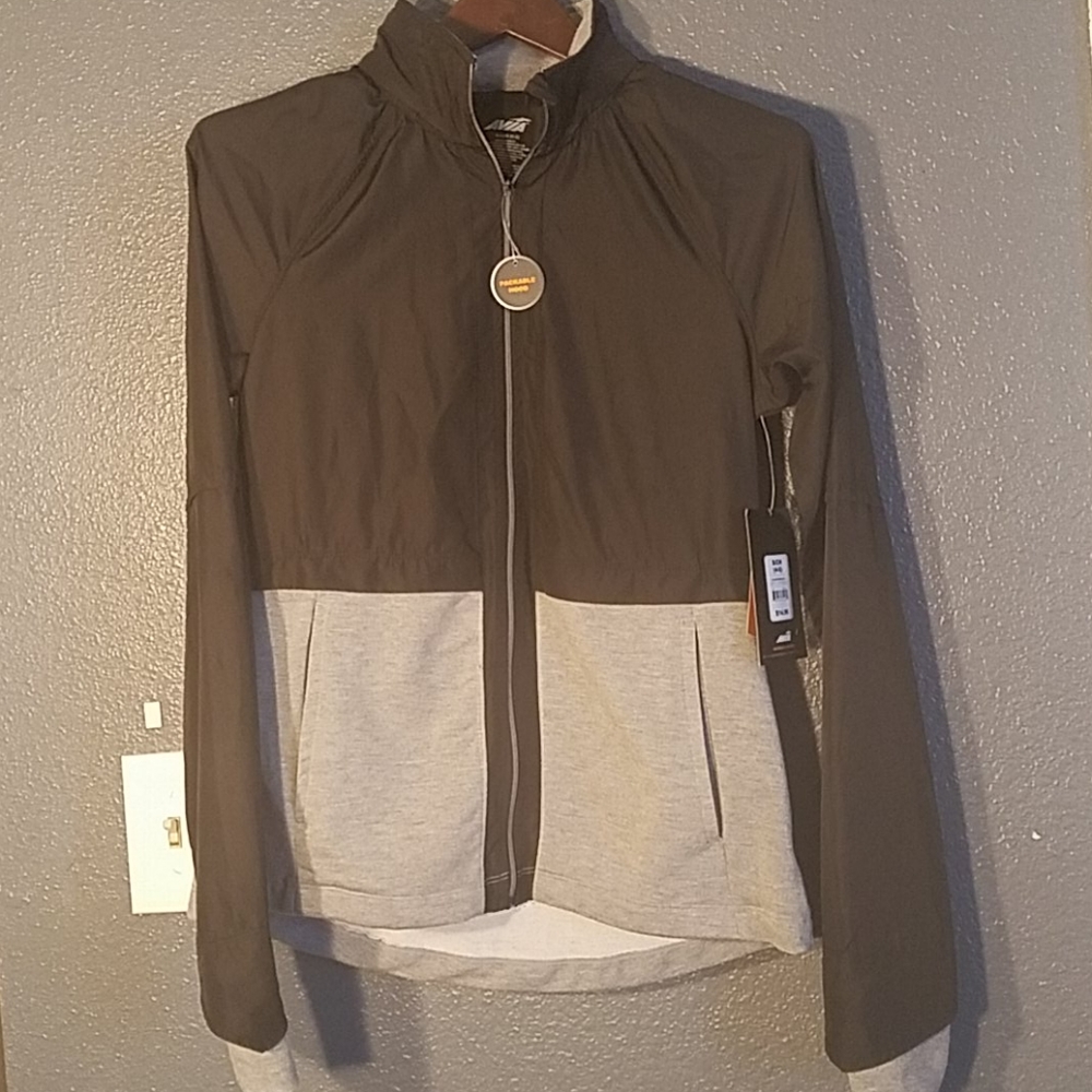 New AVIA Black and Gray Knit Woven Jacket- Small